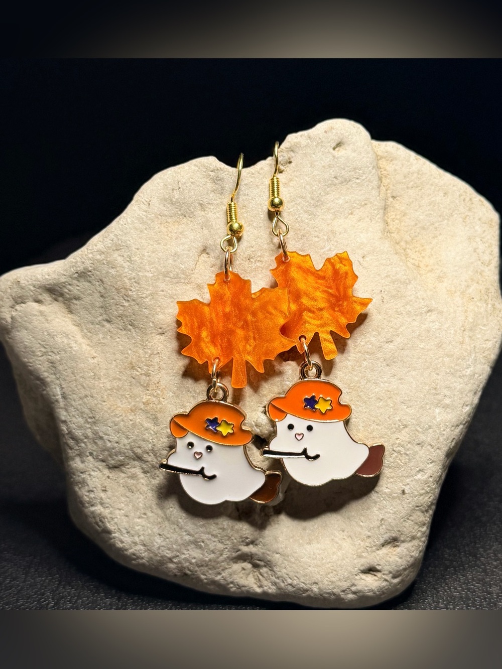 🎃Handmade🎃 Ghost and Maple Leaf Dangle Earrings